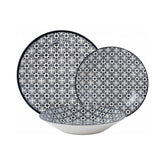 Set pentru cina, alb/negru, din portelan, pentru 6 persoane, Rania Heinner