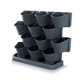 Set 12 ghivece decorative de flori, modular, antracit, 12x0.75 L, 67x17.7x57 cm, Cascade Wall