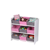 Organizator jucarii din MDF si textil roz/gri 59 cm Happy JudyWild