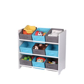 Organizator jucarii din MDF si textil albastru/gri 59 cm Happy JudyWild
