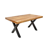 Masa de dining maro din lemn de mango Iron Craft 160 cm Invicta, cu picioare in X
