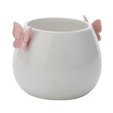 Suport decorativ pentru ghiveci, ceramic, alb, Ø11 x 9 cm Butterflies Cosy&Trendy
