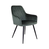Scaun dining verde/negru din catifea poliester si otel Harbo House Nordic