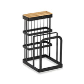 Suport de cutite si tocatoare, din metal si bambus, 12x14x22 cm, Knife block stand Zeller