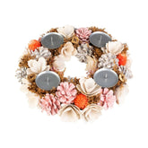 Coronita de Craciun Ø30 cm roz/portocaliu cu suporturi de lumanari MagicHome