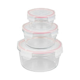 Set 3 caserole rotunde din sticla MagicHome, 370/800/1500 ml, roz