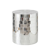 Masuta de cafea argintie Ø45 cm din sticla si compozit Disco Boltze