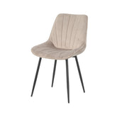 Scaun dining taupe cu cadru metalic fix si sezut textil, 60x60x80 cm, Lisse A866 HARO