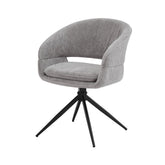 Scaun dining rotativ Montana Ha.ro, gri, tapițat cu material textil și bază metalică neagră, design modern cu funcție 180°