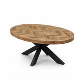 Masuta de cafea ovala 100x60 cm maro natur din lemn de mango Herringbone Haro