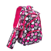 Ghiozdan + penar, roz/negru cu pisici Kitty, 4 compartimente, 44x32x16 cm