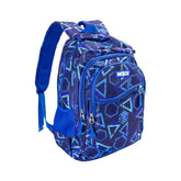 Ghiozdan + penar, albastru cu forme geometrice, 4 compartimente, 44x32x16 cm