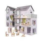Casa de papusi gri cu mobila 60x24x70 cm