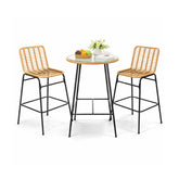 Set pentru terasa cu 2 scaune si o masuta inalte, maro/negru, din metal si polipropilena stil bambus