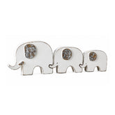 Set de 3 decoratiuni elefanti albi din polirasina 13.5 cm Yazhi
