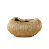 Bol decorativ auriu din polirasina 24.5x17x12 cm Leaf & Satin Yazhi