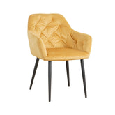 Scaun tip fotoliu living/dining, galben-piersica, tapiserie catifea, cadru metalic, fix, 56x56x84, Velvet