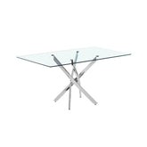 Masa dining cu picioare metalice cromate si blat din sticla securizata 10 mm grosime, 160X90X75 cm Brillo HARO