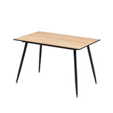 Masa dining cu picioare metalice negre si blat din MDF maro stejar, 15 mm grosime, 120X80X74 cm, Randers HARO