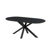 Masa dining ovala cu picioare metalice si blat negru din MDF 25 mm grosime, Odense HARO