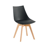 Scaun de bucatarie/dining negru din PP si lemn cu perna moale din piele ecologica, Norse HARO