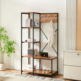 Raft cu cadru metalic negru si polite din MDF melaminat de 15 mm grosime, maro, 96x45x178 cm, Urban Coat HARO