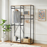 Raft tip dressing cu cadru metalic negru si blat MDF melaminat 15 mm grosime, maro, 120x40x200 cm, MultiHanger HARO