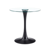 Masa de dining rotunda cu picior metalic si blat din sticla securizata Ø80x74 cm Sablier HARO