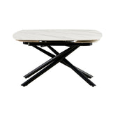 Masa de dining extensibila 140-200 cm, din piatra sinterizata si metal, Niveo HARO