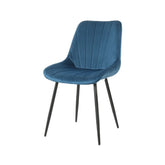 Pachet 3+1 Scaun dining albastru cu cadru metalic fix si sezut textil Lisse A866 HARO