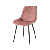 Pachet 3+1 Scaun dining roz prafuit cu cadru metalic fix si sezut textil Lisse A866 HARO