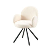 Scaun dining rotativ, crem, tapiserie textil si cadru metalic, 60x84x61 cm Teddy DC71