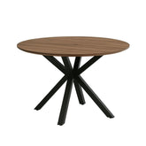 Masa de dining rotunda Ø120 cm cu cadru metalic si blat din MDF Vega Oak