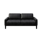 Canapea 2 locuri negru-vintage piele naturala Musso Tufted Mesonica