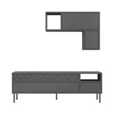 Set comoda TV gri antracit din PAL melaminat 144 cm Heaton Decortie