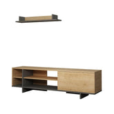 Set comoda TV maro / gri din PAL melaminat 160 cm Stockton Decortie