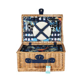 Cos de picnic pentru 2 persoane din rachita naturala maro cu vesela, tacamuri si compartiment frigorific ZQ23-1147