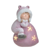 Decoratiune Craciun lampa de veghe bebelus, din ceramica, 23x20x40 cm, alb/roz