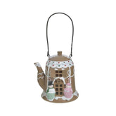 Decoratiune de Craciun maro/alb din polirasina Tea kettle 18 cm Inart
