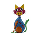 Decoratiune pentru gradina din metal vopsit muticolor Psisicuta sezand