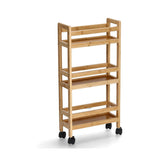 Etajera universala cu roti, maro, din bambus, 74 cm, Niche Trolley Zeller