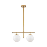 Lustra auriu/alb din metal si sticla cu 2 becuri Roe