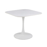 Masa de dining alba din ceramica si otel 90x90 cm Malta Actona