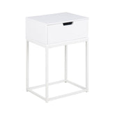 Noptiera alba din MDF si otel, 40 cm, Mitra Actona