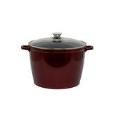 Oala din aluminiu , invelis ceramic marmorat , capac din sticla , 28 cm , 10 l , Grunberg GR1607