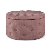 Pouf, roz inchis, din lemn de pin MDF si poliester, Ø 70 cm, Ernestine Bizzotto
