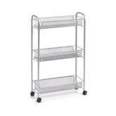 Raft cu roti argintiu din plasa metalica, 44 x 17 x 70,5 cm, Mesh 3 layers trolley Zeller