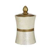 Recipient de depozitare alb sidef/auriu din polirasina 14X14X26 Inart