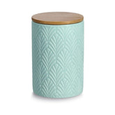 Recipient depozitare alimente verde-menta din ceramica cu capac, 720 ml, Ø10 x 15 cm Leaves Zeller