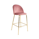 Scaun de bar roz pal/auriu din catifea poliester si otel Lausanne House Nordic